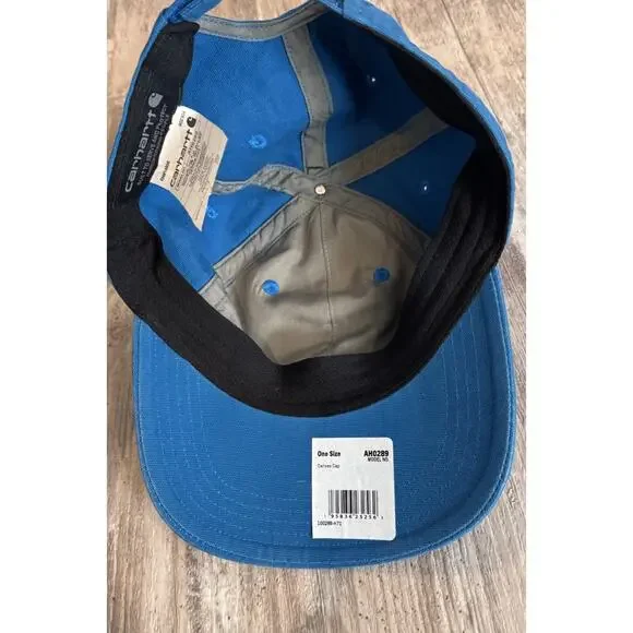 NWT Carhartt Men's Canvas Cap Blue Logo OS Force Moisture Wicking Adjustable - Picture 5 of 6